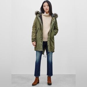 TNA Olive Britannia Parka with Fur Trim